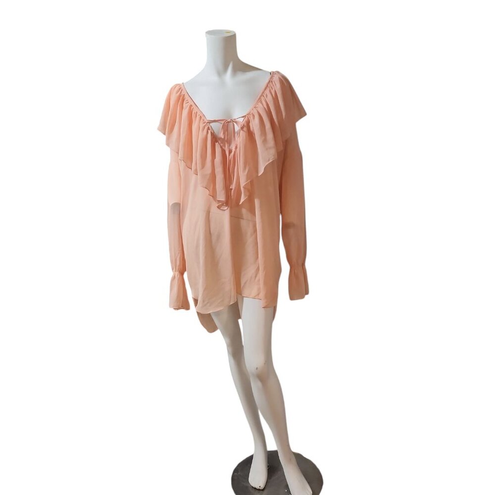 Vintage 1980's Victoria's Secret Gold Label Semi-Sheer Peachy-Pink Lingerie Top